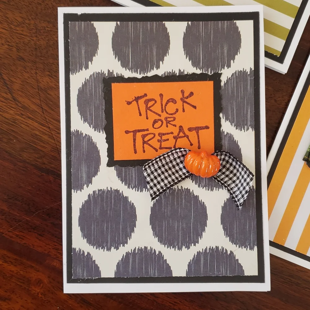 Halloween Note Cards Set of Four • Trick or Treat • Handmade